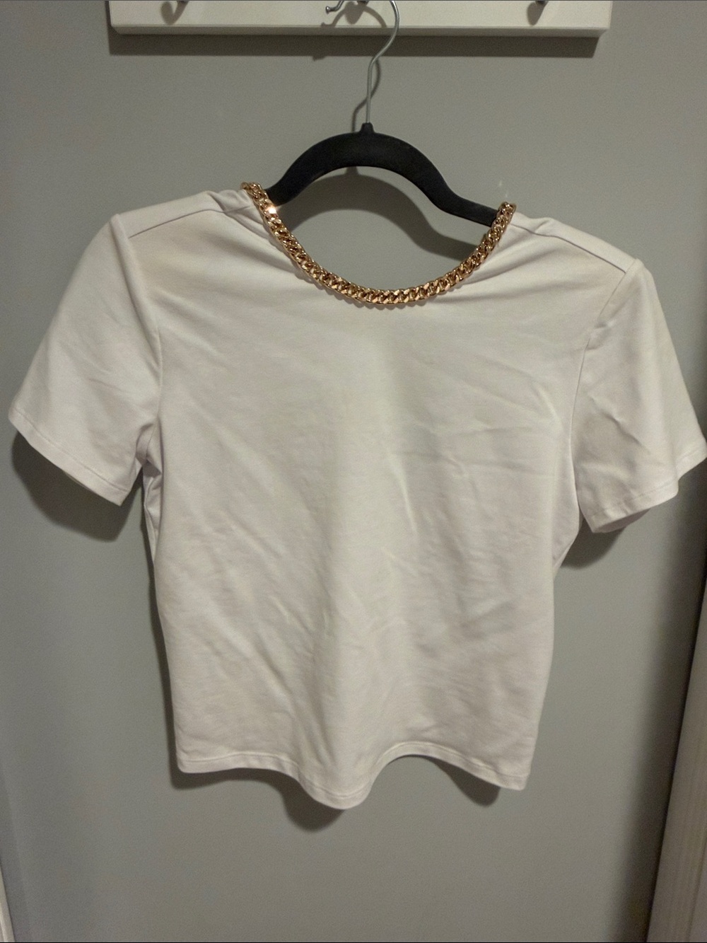 Generation Love White Short Sleeve Tee with Gold Chain Trim